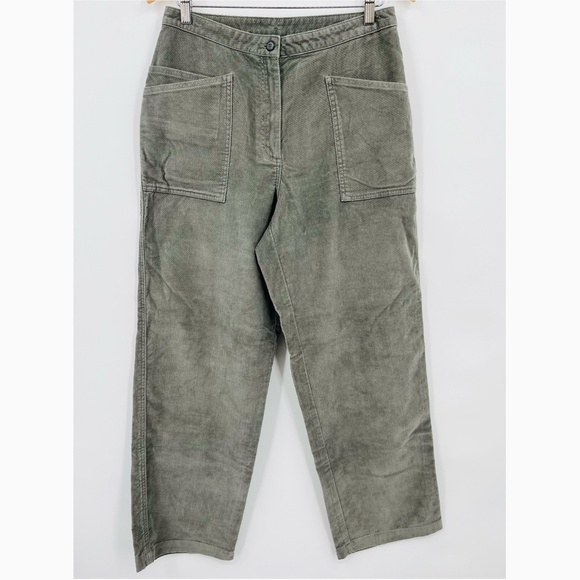 NWT J. Jill Wide Leg Textured Cotton Pants in Lichen, Deep Pockets, Size 12 - Picture 1 of 9